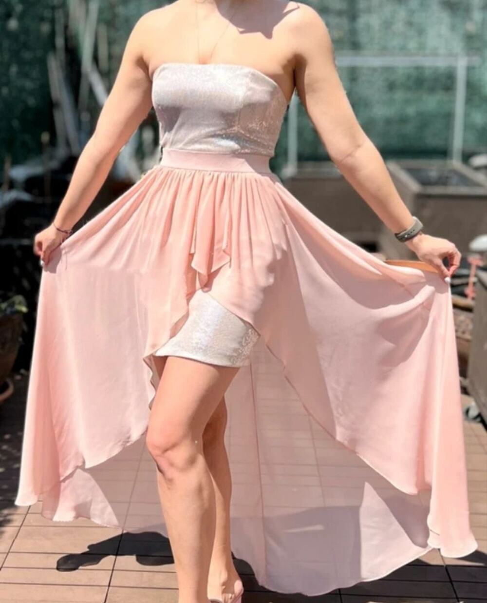 Aidan Mattox Pink Sequins Pleated Cocktail Mini Dress Size 2 A000974
